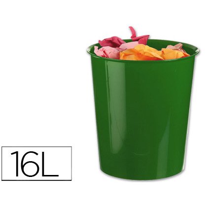 Corbeille à papier q-connect plastique résistant 16l 310x290mm coloris vert opaque
