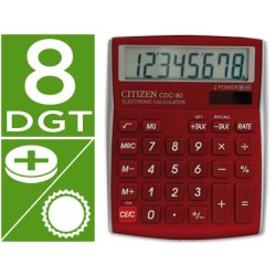 Calculatrice citizen bureau cdc-80 8 chiffres fonction financière taxes mémoire pile 135x109x23.3mm coloris bordeaux