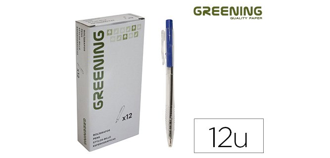 Stylo greening rétractable coloris bleu