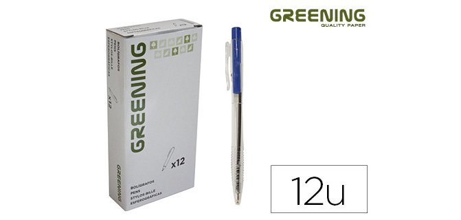 Stylo greening rétractable coloris bleu