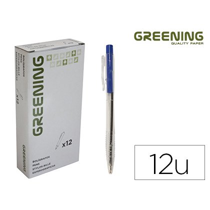 Stylo greening rétractable coloris bleu