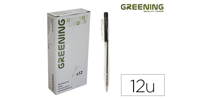 Stylo greening rétractable coloris noir