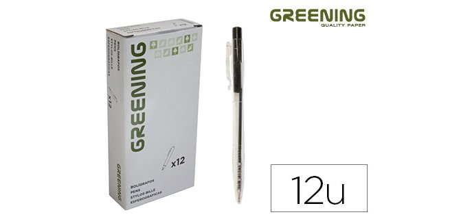 Stylo greening rétractable coloris noir