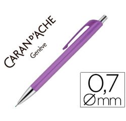 Porte-mine caran d'ache 884 infinite mine 0.7mm bouton poussoir chrome brillant coloris mauve