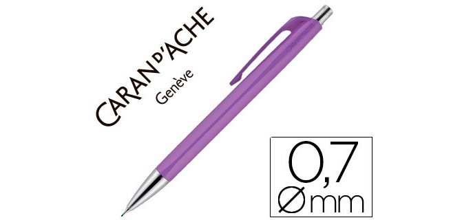 Porte-mine caran d'ache 884 infinite mine 0.7mm bouton poussoir chrome brillant coloris mauve