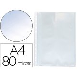 Pochette q-connect polypropylène lisse 8/100e perforée cristal antistatique a4 210x297mm  sachet 100 unites