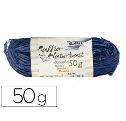 Raphia végétal brin 1m pelote 50g coloris bleu