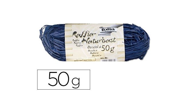 Raphia végétal brin 1m pelote 50g coloris bleu