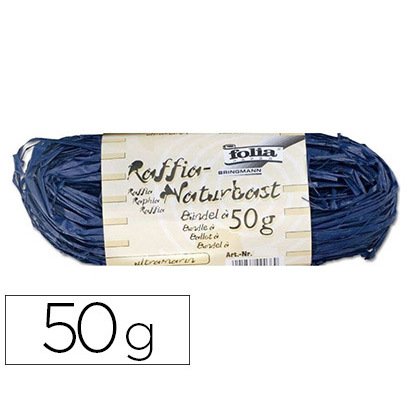 Raphia végétal brin 1m pelote 50g coloris bleu