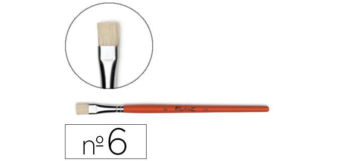 Brosse plate raphaël soie de porc nº6 virole fer blanc nickelé