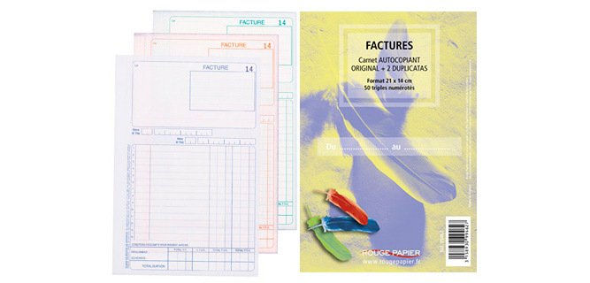 Manifold rouge papier 140x210mm 50 triplis factures