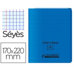 Cahier conquérant polypropylène a5+ 17x22cm 140 pages 90g séyès coloris bleu