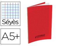 Cahier conquérant polypropylène a5+ 17x22cm 140 pages 90g séyès coloris rouge