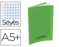 Cahier conquérant polypropylène a5+ 17x22cm 140 pages 90g séyès coloris vert