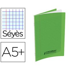Cahier conquérant polypropylène a5+ 17x22cm 140 pages 90g séyès coloris vert