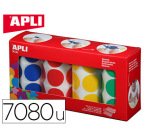 Gommette apli agipa adhésive ronde 20mm coloris assortis boîte 4 rouleaux 7080 unités