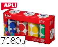 Gommette apli agipa adhésive ronde 20mm coloris assortis boîte 4 rouleaux 7080 unités