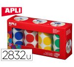 Gommette apli agipa adhésive ronde 33mm coloris assortis boîte 4 rouleaux 2832 unités