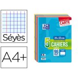 Cahier agrafé oxford a4+ 24x32cm 96 pages 90g séyès lot 5 unités