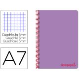 Cahier spirale liderpapel a7 micro wonder 200 pages 90g    5x5mm 4 bandes couleurs       violet