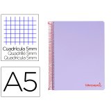 Cahier spirale liderpapel a5 micro wonder 240 pages 90g    5x5mm 6 trous 5 bandes        couleurs violet