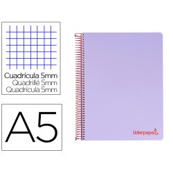 Cahier spirale liderpapel a5 micro wonder 240 pages 90g    5x5mm 6 trous 5 bandes        couleurs violet