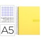 Cahier spirale liderpapel crafty couverture contrecollée a5 240p 90g/m2 5x5mm microperforé 6 trous coloris jaune