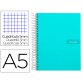 Cahier spirale liderpapel crafty couverture contrecollée a5 240p 90g/m2 5x5mm microperforé 6 trous coloris turquoise