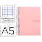 Cahier spirale liderpapel crafty couverture contrecollée a5 240p 90g/m2 5x5mm microperforé 6 trous coloris rose