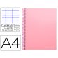 Cahier spirale liderpape jollycouverture contrecollée a4 280p 75g/m2 5x5mm microperforé 4 trous coloris rose