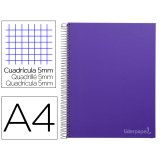 Cahier spirale liderpapel jolly couverture contrecollée a4 280p 75g/m2 5x5mm microperforé 4 trous coloris violet
