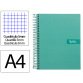 Cahier spirale liderpapel crafty couverture contrecollée a4 240p 90g/m2 5x5mm microperforé 4 trous coloris turquoise