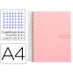 Cahier spirale liderpapel crafty couverture contrecollée a4 240p 90g/m2 5x5mm microperforé 4 trous coloris rose