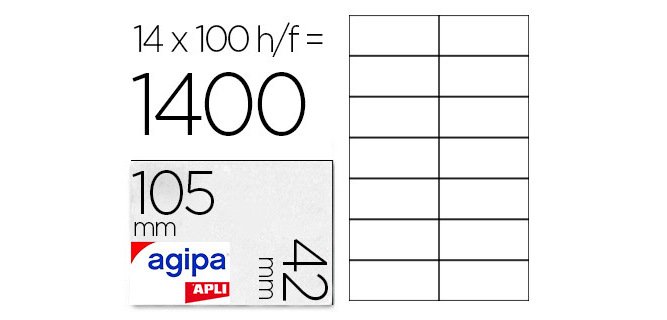 Étiquette adhésive apli agipa imprimante laser copieur 105x42mm boîte 1400 unités
