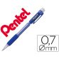 Porte-mine pentel fiesta 0.7mm rechargeable grip caoutchouc gomme avec capuchon corps bleu