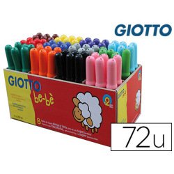 Feutre coloriage giotto be-bè maxi lavable capuchon ventilé pointe bloquée coloris assortis schoolpack 72 unités