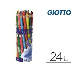 Crayon couleur giotto mega forme hexagonale mine large 5.5mm coloris assortis pot 24 unités