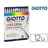 Feutre coloriage giotto turbo advanced capuchon ventilé pointe fine encre base eau colo   ris assortis étui 12 unités
