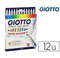 Feutre coloriage giotto turbo advanced capuchon ventilé pointe fine encre base eau colo   ris assortis étui 12 unités