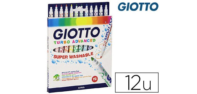 Feutre coloriage giotto turbo advanced capuchon ventilé pointe fine encre base eau colo   ris assortis étui 12 unités
