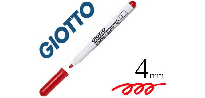 Marqueur giotto robercolor effaçable tableau blanc pointe medium ogive 4 mm coloris rouge