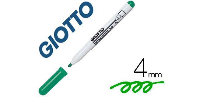 Marqueur giotto robercolor effaçable tableau blanc pointe medium ogive 4 mm coloris vert