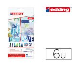 Feutre edding porcelaine e4200 céramique émaillée verre pointe pinceau fine flexible pochette 6 coloris chauds