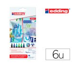Feutre edding porcelaine e4200 céramique émaillée verre pointe pinceau fine flexible pochette 6 coloris froids