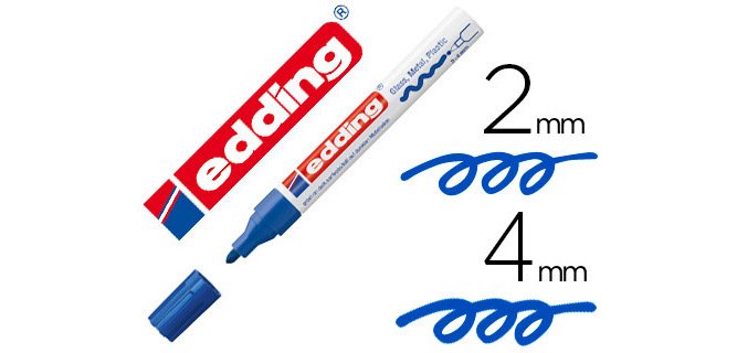 Marqueur edding permanent peinture e750 pointe moyenne 2/4mm encre laquée opaque tous supports résistant chaleur bleu