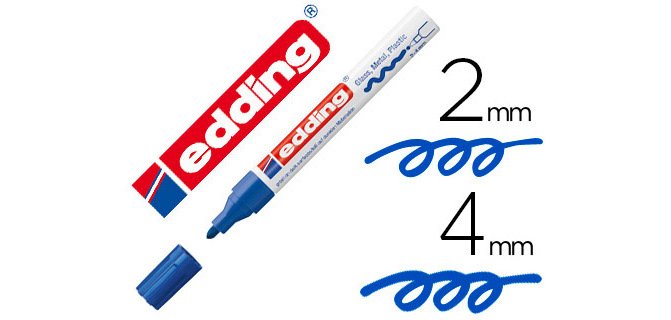 Marqueur edding permanent peinture e750 pointe moyenne 2/4mm encre laquée opaque tous supports résistant chaleur bleu