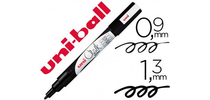 Marqueur uniball craie chalk marker pointe conique fine 0.9/1.3mm craie liquide noir