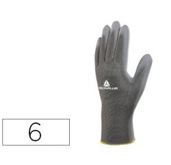 Gant tricot deltaplus polyamide paume enduite polyuréthane jauge 13 coloris gris taille 6 paire