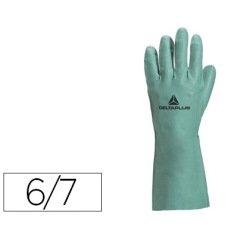 Gant nitrile deltaplus floqué coton longueur 33cm épaisseur 0.40mm coloris vert taille 6/7 paire