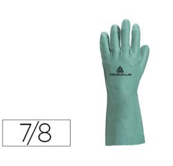 Gant nitrile deltaplus floqué coton longueur 33cm épaisseur 0.40mm coloris vert taille 7/8 paire